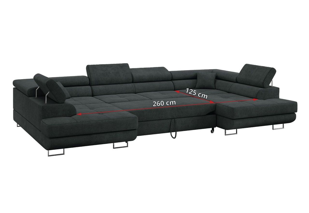 Narożnik GUSTAW U - uniwersalny - ciemnoszary, struktura