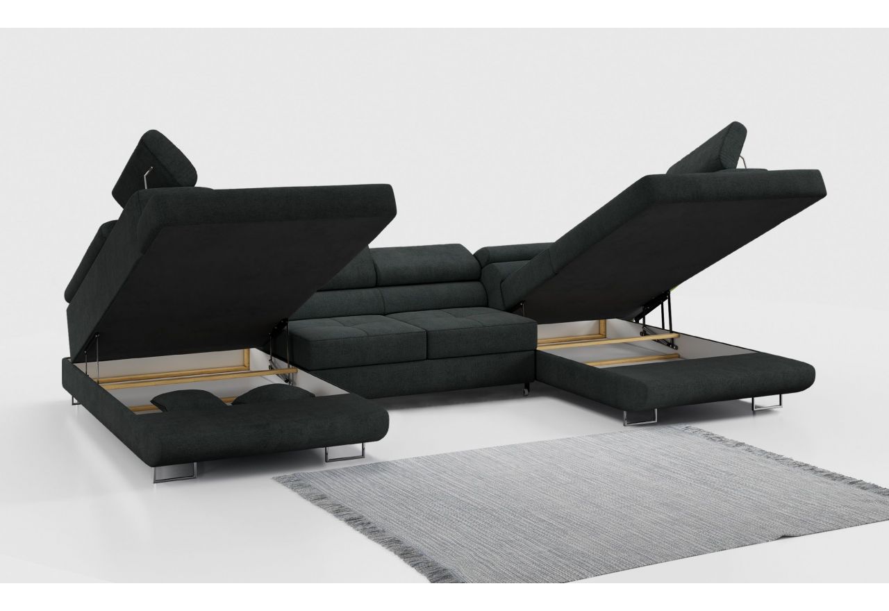 Narożnik GUSTAW U - uniwersalny - ciemnoszary, struktura