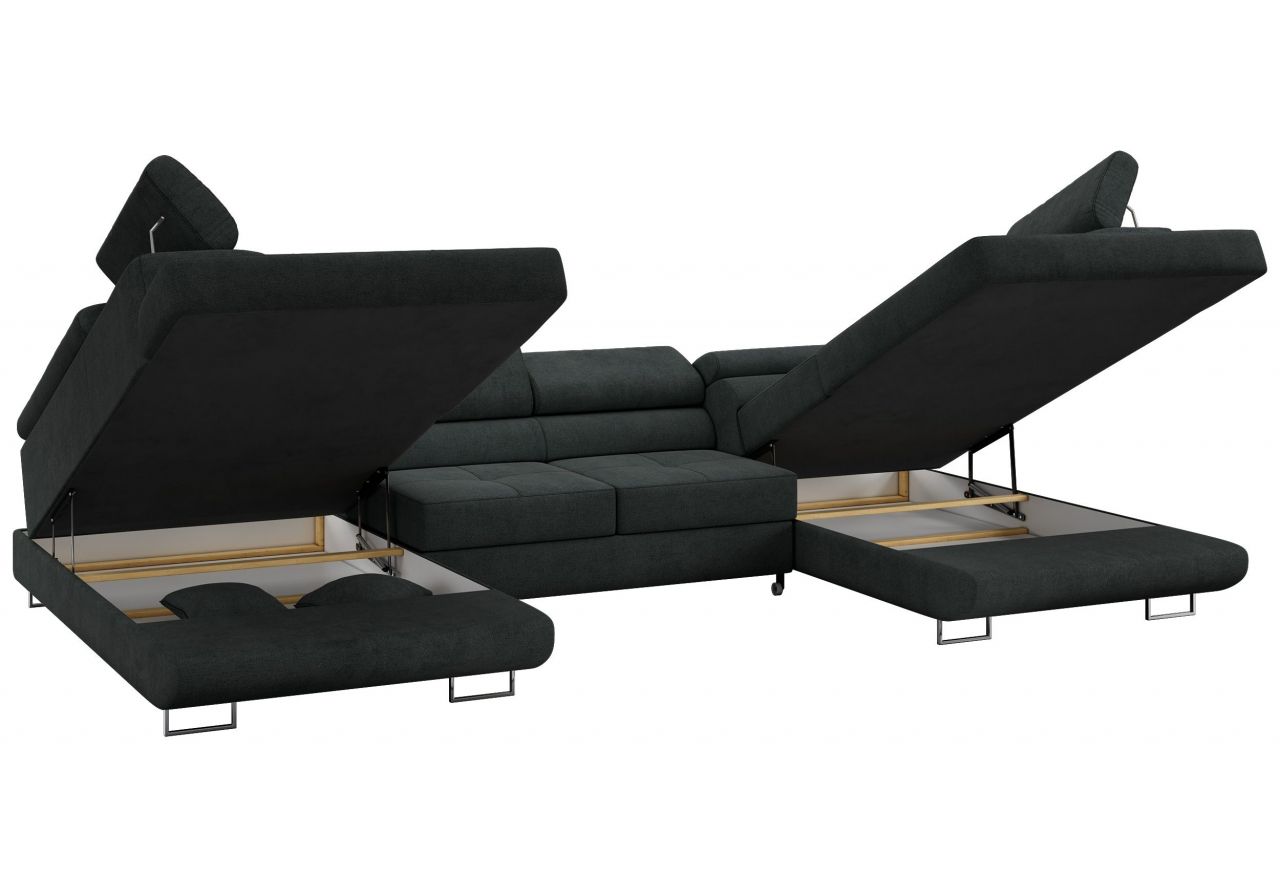 Narożnik GUSTAW U - uniwersalny - ciemnoszary, struktura