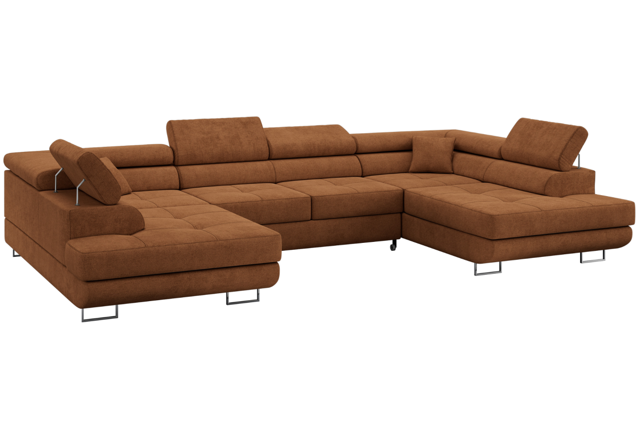 Narożnik GUSTAW U - uniwersalny - pomarańczowy, struktura