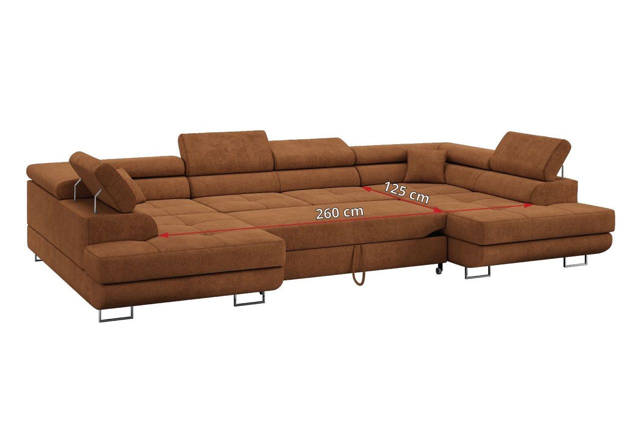 Narożnik GUSTAW U - uniwersalny - pomarańczowy, struktura