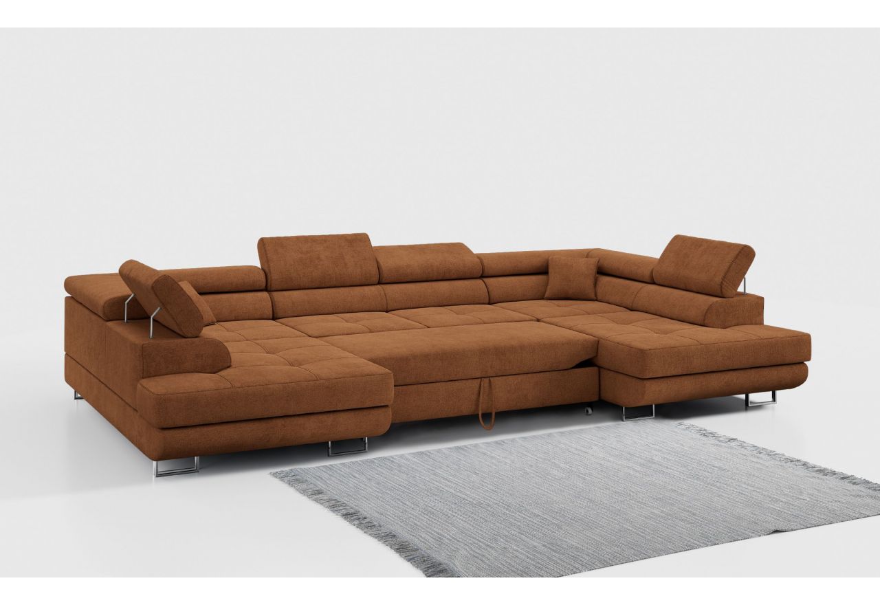 Narożnik GUSTAW U - uniwersalny - pomarańczowy, struktura