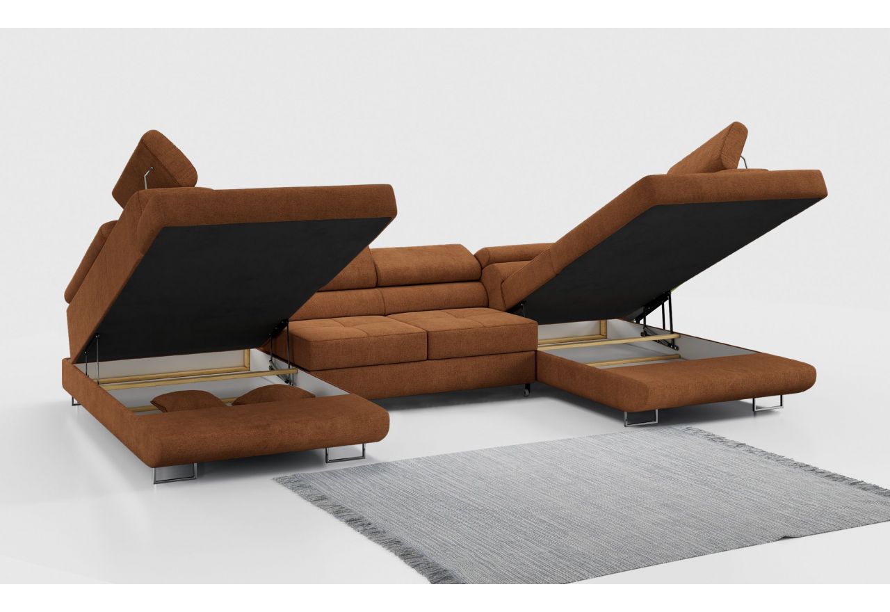 Narożnik GUSTAW U - uniwersalny - pomarańczowy, struktura