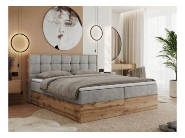 Łóżko kontynentalne ALBERO 1 120x200 - H3 - jasnoszary, struktura