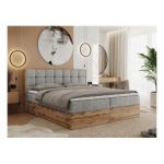 Łóżko kontynentalne ALBERO 1 160x200 - H3 - jasnoszary, struktura