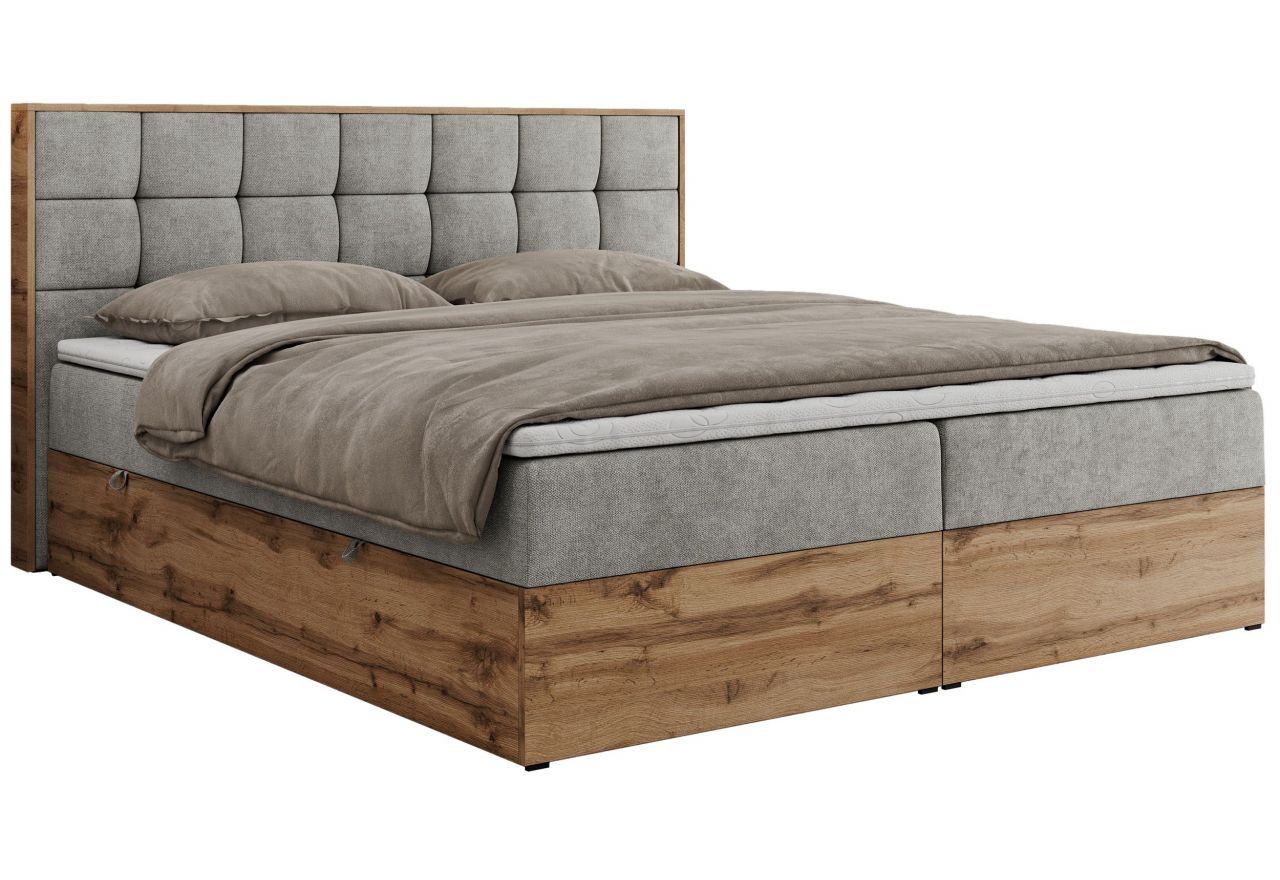 Łóżko kontynentalne ALBERO 1 200x200 - H3 - jasnoszary, struktura