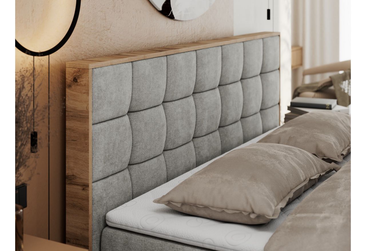 Łóżko kontynentalne ALBERO 1 120x200 - H4 - jasnoszary, struktura