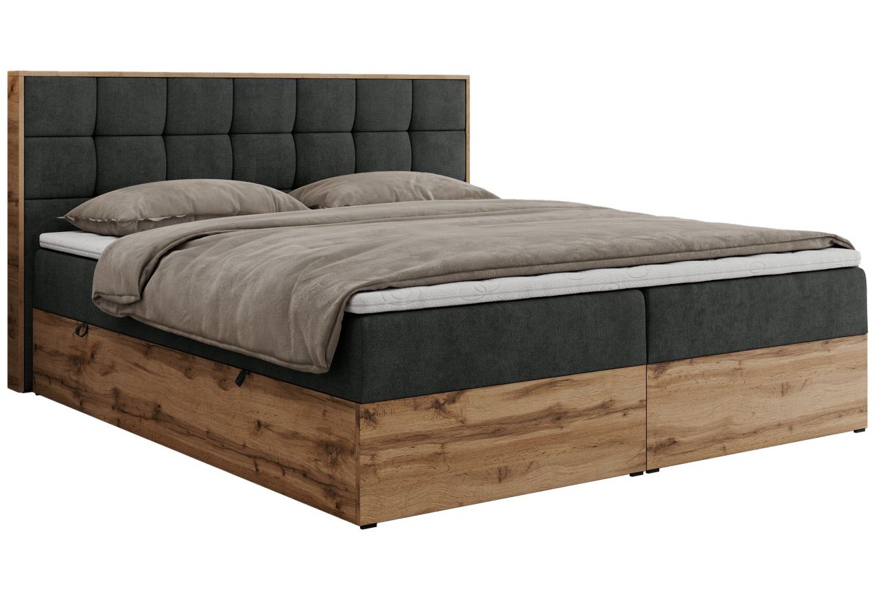 Łóżko kontynentalne ALBERO 1 120x200 - H3 - ciemnoszary, struktura