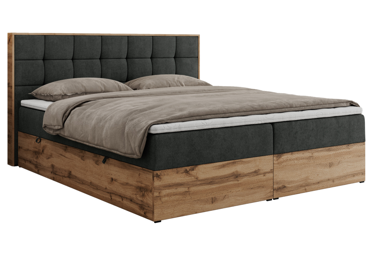 Łóżko kontynentalne ALBERO 1 160x200 - H3 - ciemnoszary, struktura