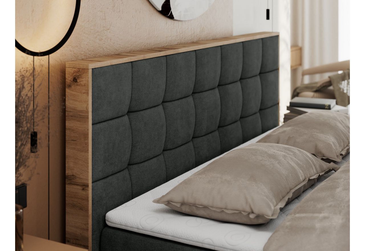 Łóżko kontynentalne ALBERO 1 200x200 - H4 - ciemnoszary, struktura