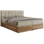 Łóżko kontynentalne ALBERO 1 140x200 - H3 - beżowy, welwet