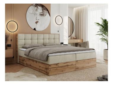 Łóżko kontynentalne ALBERO 1 160x200 - H3 - beżowy, welwet