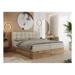 Łóżko kontynentalne ALBERO 1 200x200 - H3 - beżowy, welwet