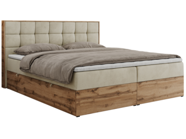 Łóżko kontynentalne ALBERO 1 140x200 - H4 - beżowy, welwet