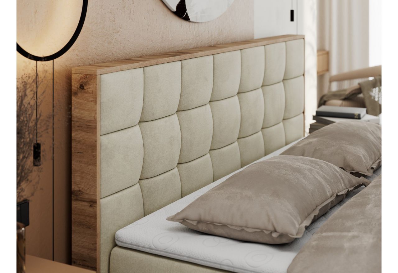 Łóżko kontynentalne ALBERO 1 160x200 - H4 - beżowy, welwet