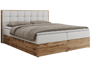 Łóżko kontynentalne ALBERO 1 140x200 - H3 - biały, ekoskóra