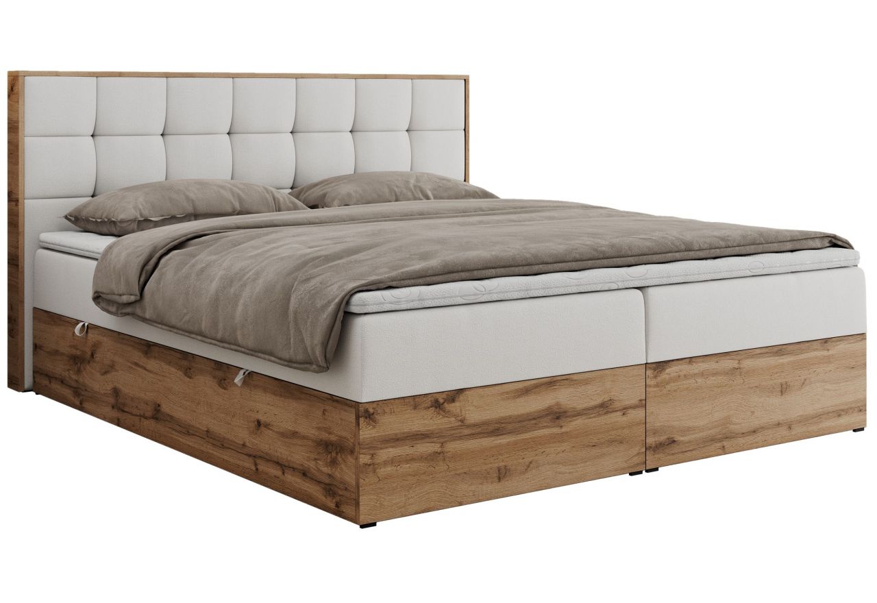 Łóżko kontynentalne ALBERO 1 140x200 - H3 - biały, ekoskóra