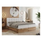 Łóżko kontynentalne ALBERO 1 180x200 - H3 - biały, ekoskóra