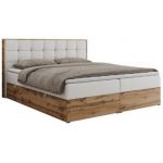 Łóżko kontynentalne ALBERO 1 180x200 - H3 - biały, ekoskóra