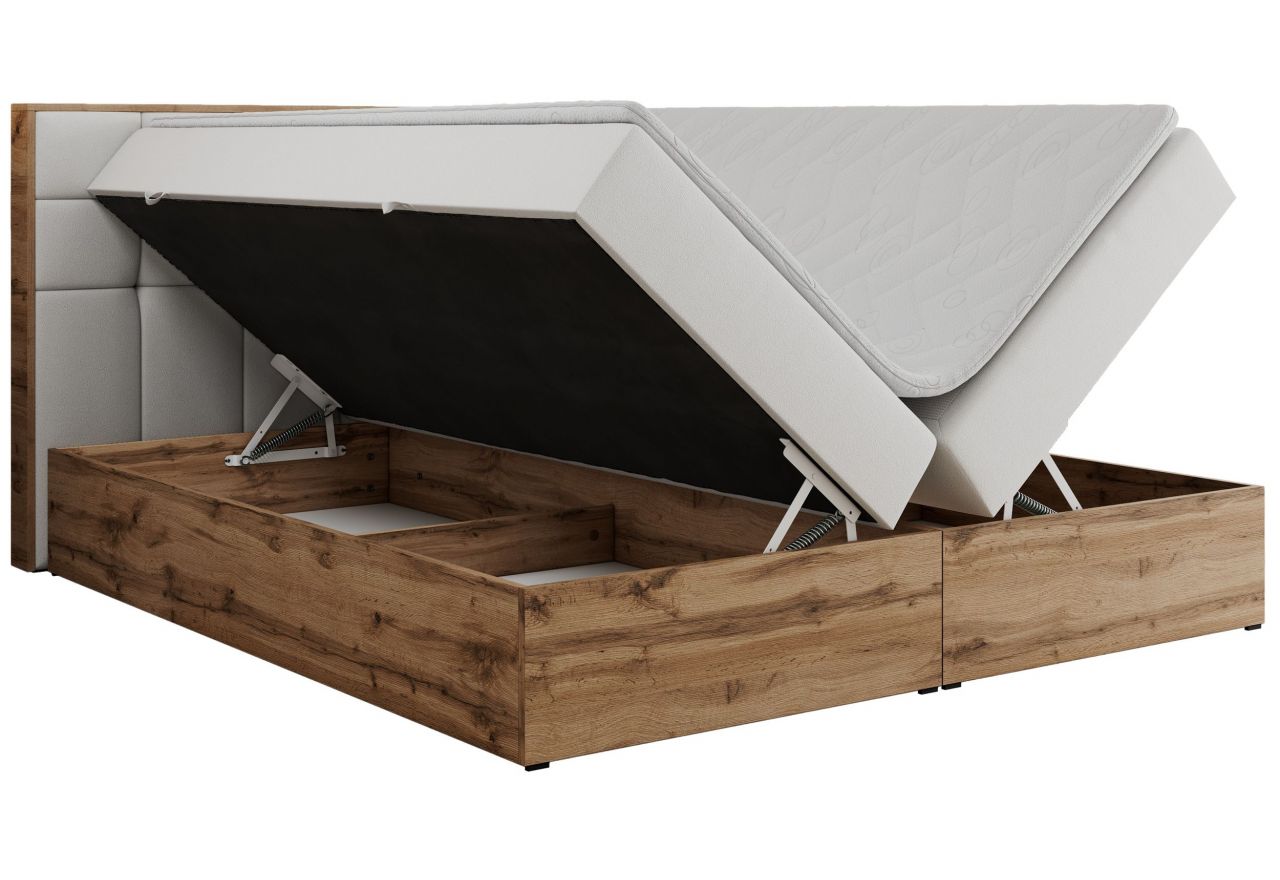 Łóżko kontynentalne ALBERO 1 180x200 - H3 - biały, ekoskóra