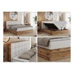 Łóżko kontynentalne ALBERO 1 200x200 - H3 - biały, ekoskóra