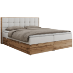 Łóżko kontynentalne ALBERO 1 200x200 - H4 - biały, ekoskóra