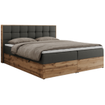 Łóżko kontynentalne ALBERO 1 120x200 - H4 - szary, ekoskóra