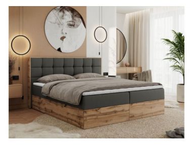 Łóżko kontynentalne ALBERO 1 200x200 - H4 - szary, ekoskóra