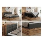 Łóżko kontynentalne ALBERO 1 200x200 - H4 - szary, ekoskóra