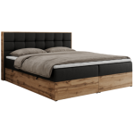 Łóżko kontynentalne ALBERO 1 120x200 - H3 - czarny, ekoskóra