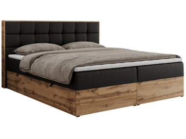 Łóżko kontynentalne ALBERO 1 160x200 - H3 - czarny, ekoskóra