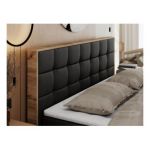 Łóżko kontynentalne ALBERO 1 160x200 - H3 - czarny, ekoskóra