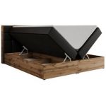 Łóżko kontynentalne ALBERO 1 120x200 - H4 - czarny, ekoskóra