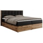 Łóżko kontynentalne ALBERO 1 140x200 - H4 - czarny, ekoskóra