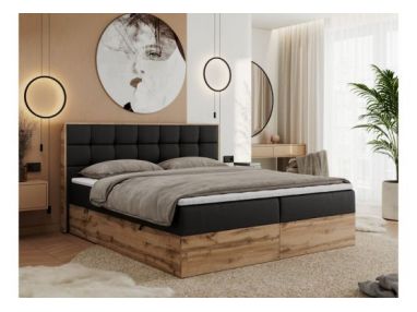 Łóżko kontynentalne ALBERO 1 180x200 - H4 - czarny, ekoskóra