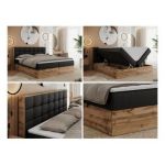 Łóżko kontynentalne ALBERO 1 200x200 - H4 - czarny, ekoskóra