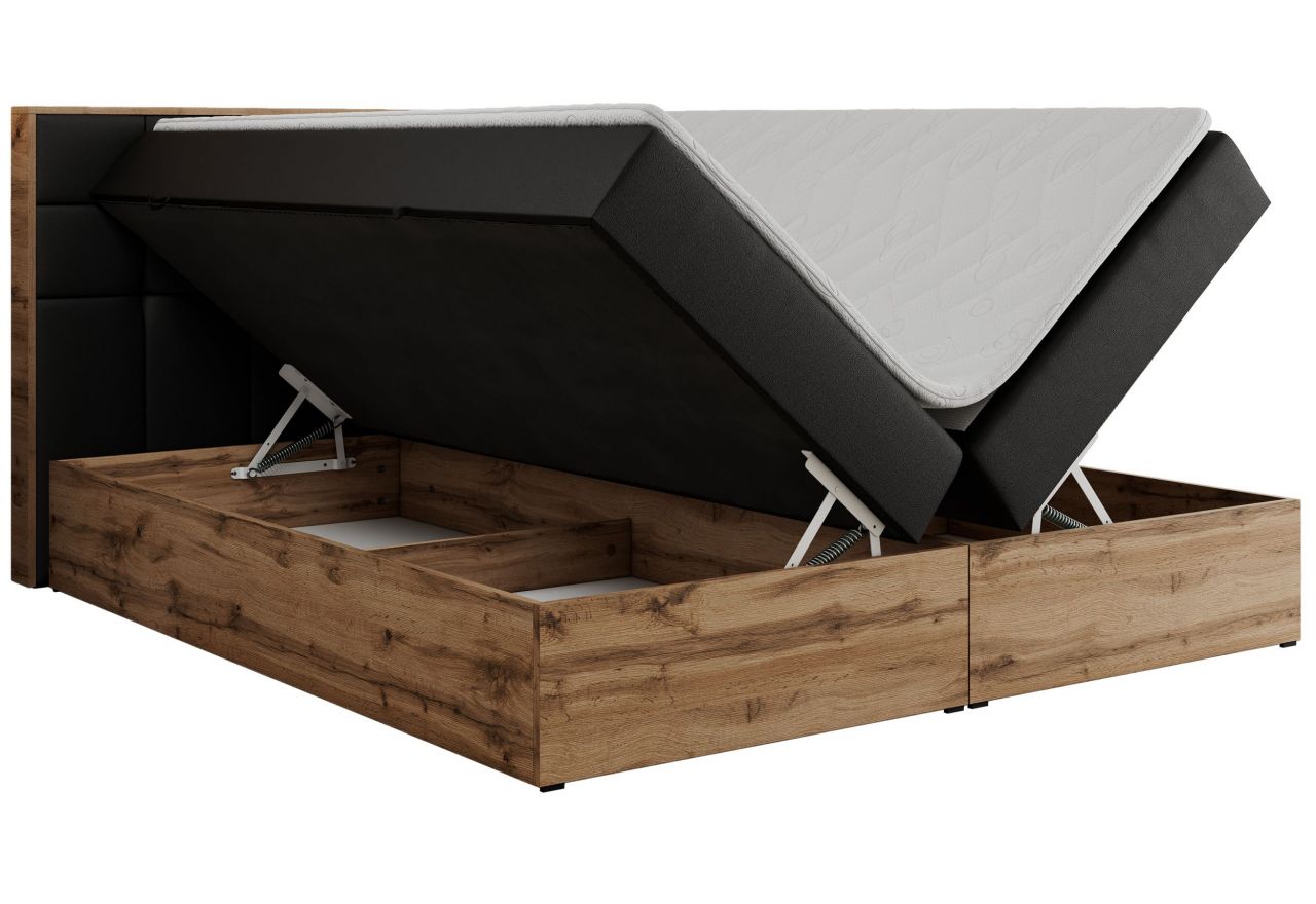 Łóżko kontynentalne ALBERO 1 200x200 - H4 - czarny, ekoskóra