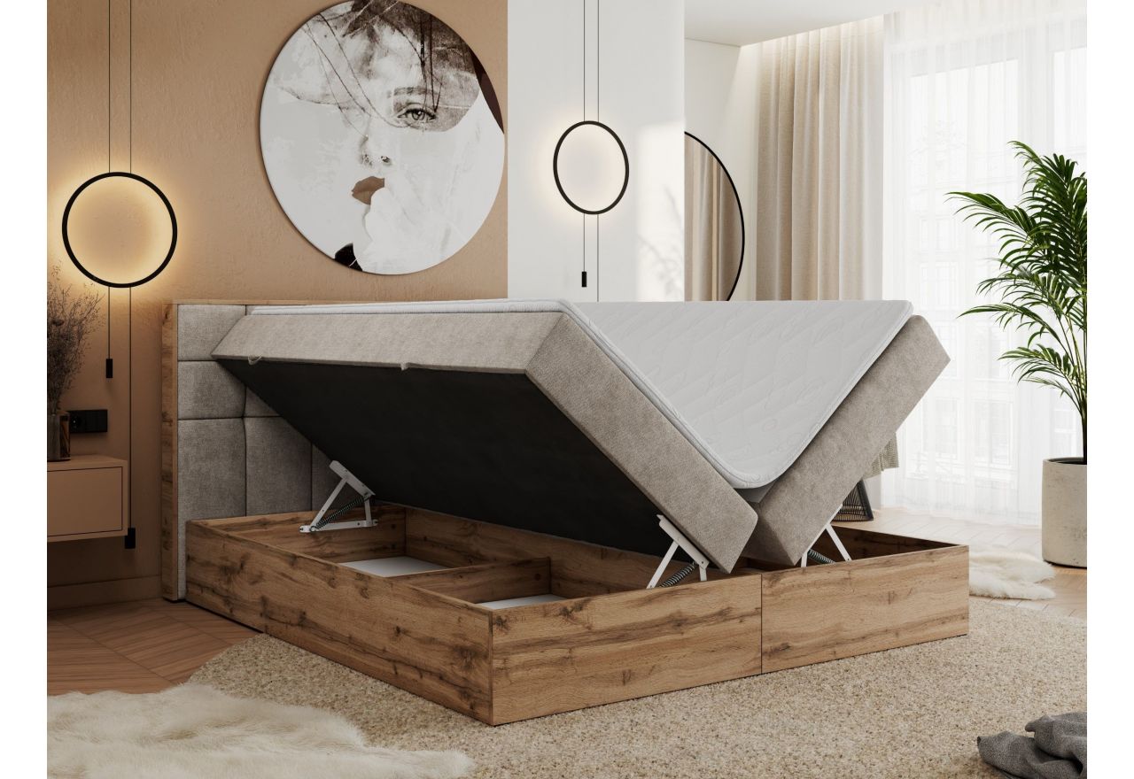 Łóżko kontynentalne ALBERO 1 200x200 - H3 - beżowy, struktura