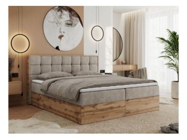 Łóżko kontynentalne ALBERO 1 180x200 - H4 - beżowy, struktura