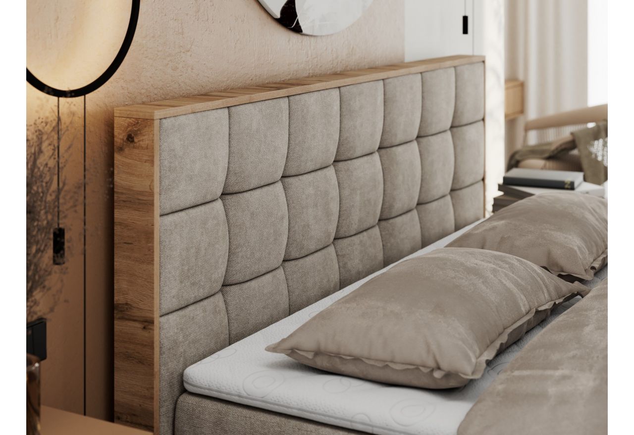 Łóżko kontynentalne ALBERO 1 200x200 - H4 - beżowy, struktura