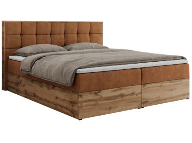 Łóżko kontynentalne ALBERO 1 120x200 - H3 - pomarańczowy, struktura