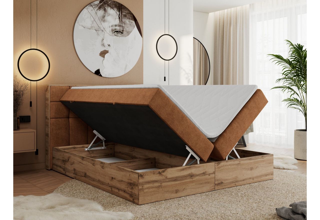 Łóżko kontynentalne ALBERO 1 120x200 - H3 - pomarańczowy, struktura