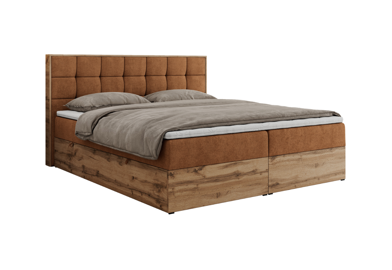 Łóżko kontynentalne ALBERO 1 180x200 - H3 - pomarańczowy, struktura