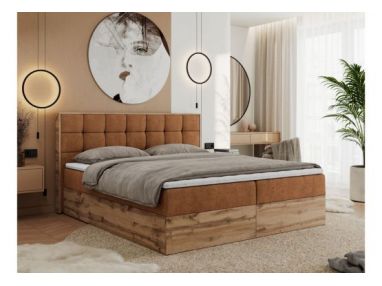 Łóżko kontynentalne ALBERO 1 160x200 - H4 - pomarańczowy, struktura