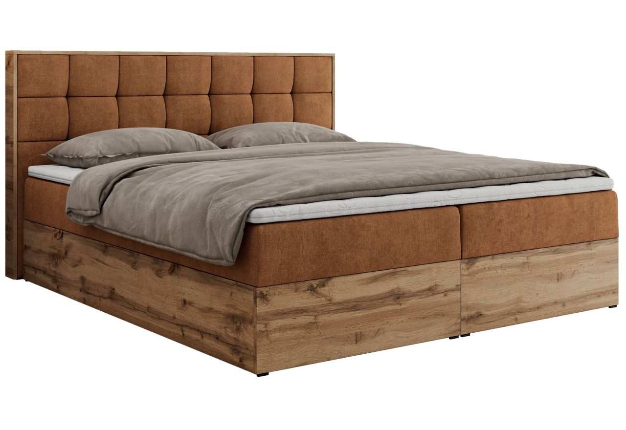 Łóżko kontynentalne ALBERO 1 180x200 - H4 - pomarańczowy, struktura