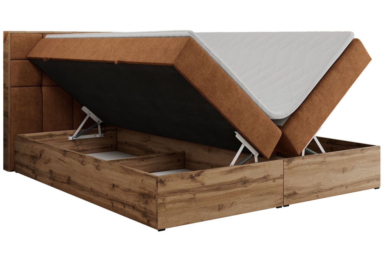 Łóżko kontynentalne ALBERO 1 180x200 - H4 - pomarańczowy, struktura