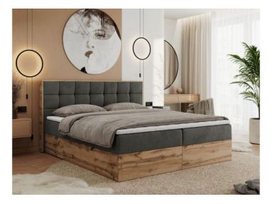 Łóżko kontynentalne ALBERO 1 160x200 - H3 - ciemnoszary, welwet