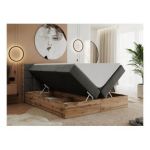 Łóżko kontynentalne ALBERO 1 160x200 - H3 - ciemnoszary, welwet