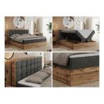 Łóżko kontynentalne ALBERO 1 140x200 - H4 - ciemnoszary, welwet