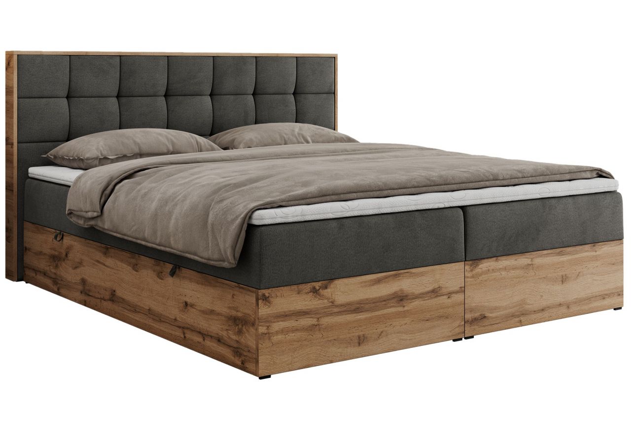 Łóżko kontynentalne ALBERO 1 140x200 - H4 - ciemnoszary, welwet